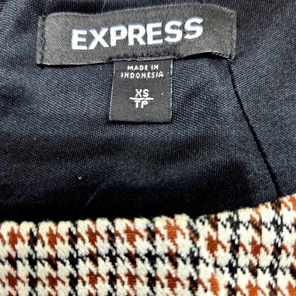 Express Women's Dress XS Extra Small Brown Checked Sleeveless Misses Size 0 2 - Picture 3 of 6